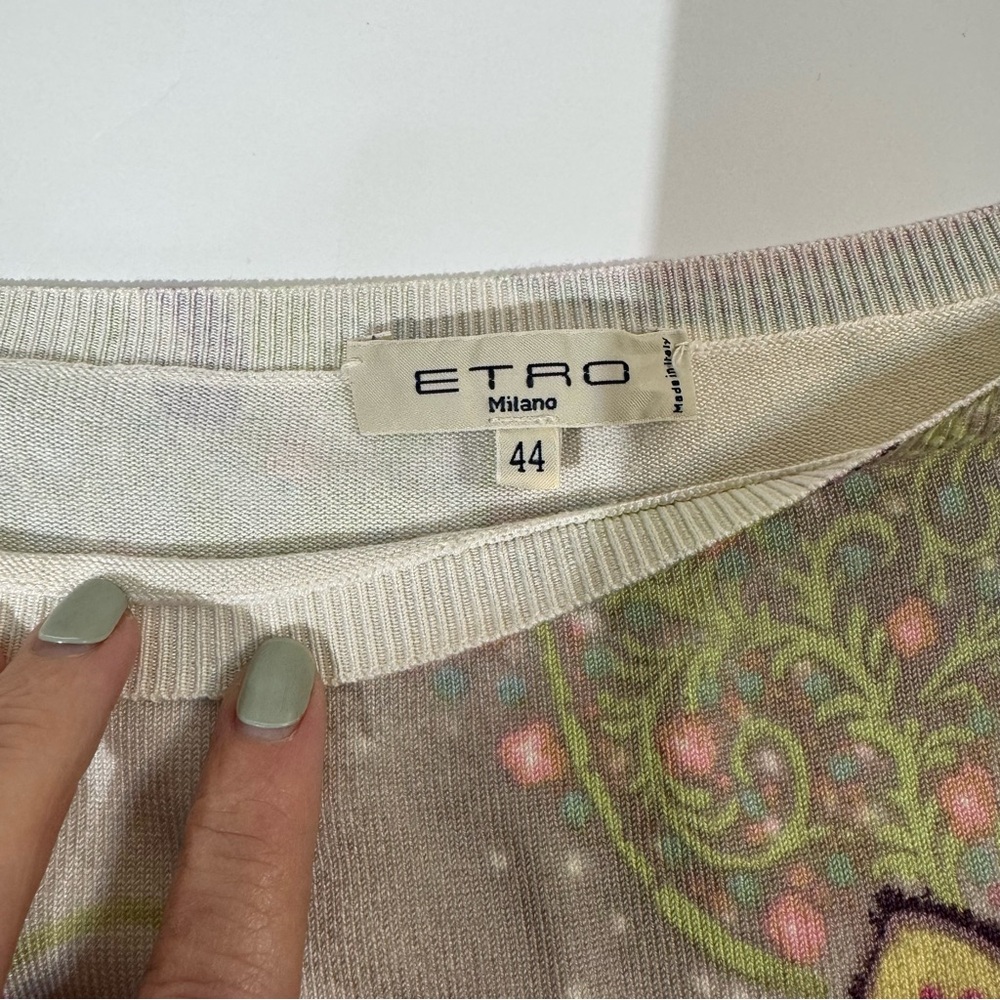 Etro Milano Scoop Neck Paisley Long-Sleeve Lightweight Sweater IT44 (US-Medium) - Picture 5 of 8